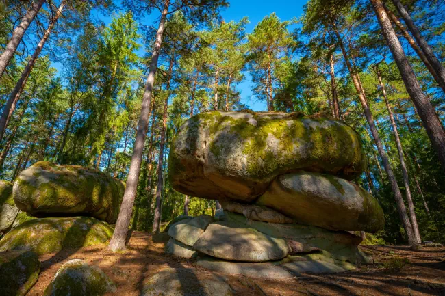 Mythische Steinriesen und Viklas und Granitfelsen in Blockheide, Naturschutzgebiet bei Gmünd, Österreich